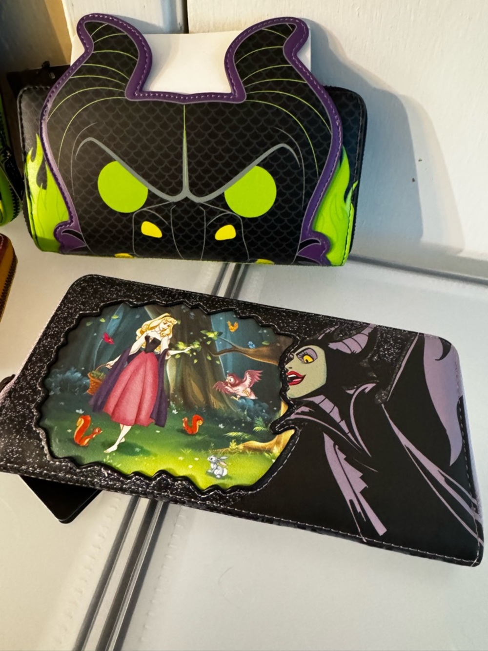 Loungefly Villains Wallets - Black, Neon Green, Purple & Red Accents - Picture 2 of 6